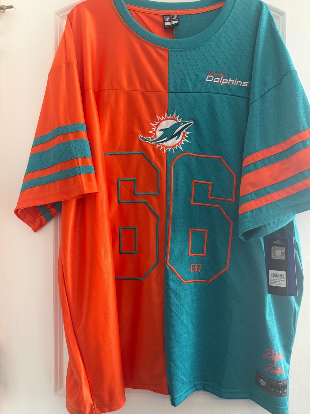 Split-Color Miami Dolphins NFL Licensed Men’s Jersey - NWT MSRP $50.